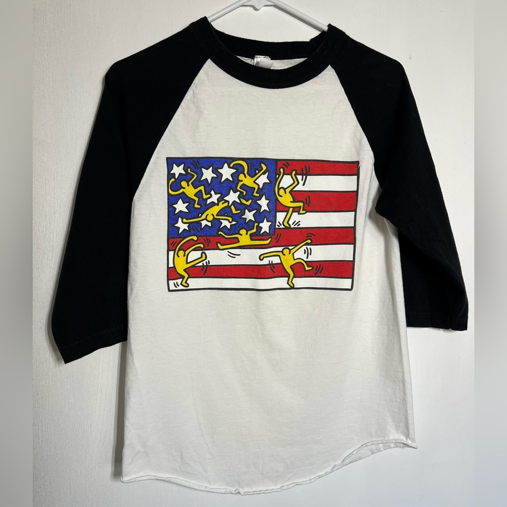 Obey Keith Haring American Flag Baseball Tee Raglan